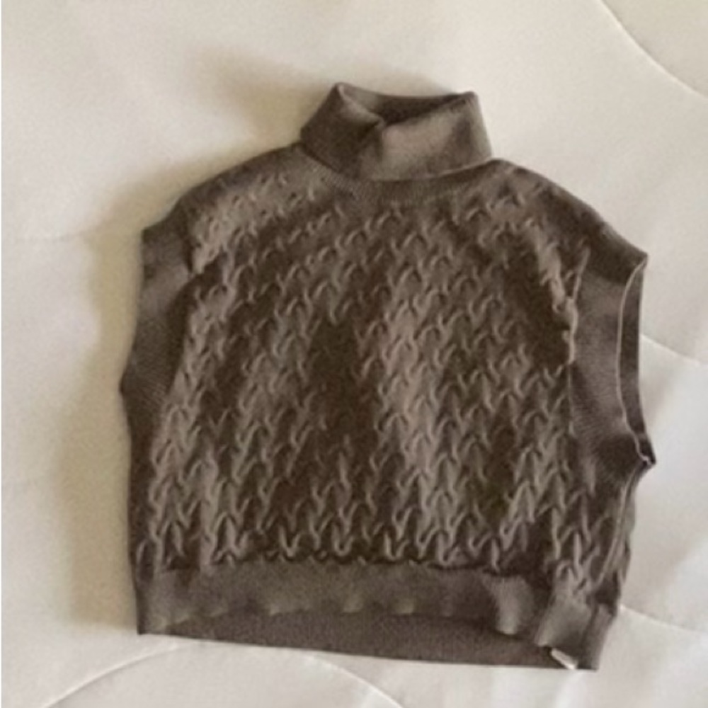 PrettyLittleThing Plus Taupe Ribbed Turtleneck Sweater